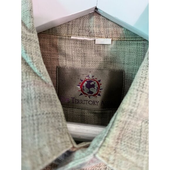 Territory Ahead Mens Button-Down Long Sleeve Plaid Shirt Cotton Green Casual - Picture 2 of 8